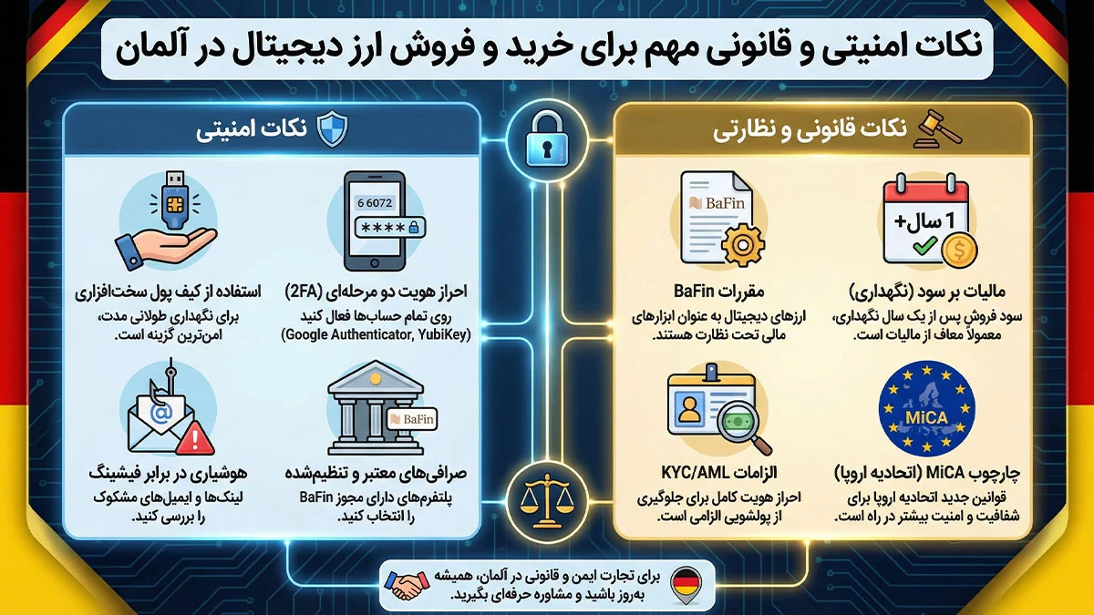 نکات امنیتی و قانونی خرید و نگهداری ارز دیجیتال در آلمان