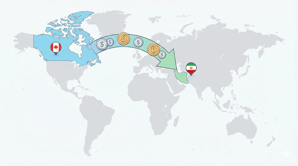 ریسک‌ها و مراحل انتقال پول بین کانادا و ایران با ارز دیجیتال